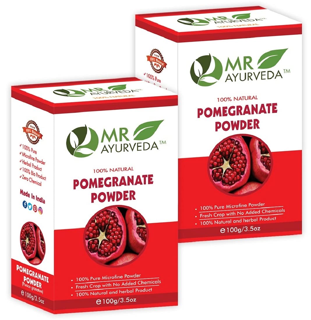 MR Ayurveda Organic Pomegranate Peel Powder for Face, Skin & Hair Care - 100% Natural, No Added Chemicals, 200g (Pack of 2) | Brightening Facial Mask, Exfoliating Scrub & Hair Growth Treatment