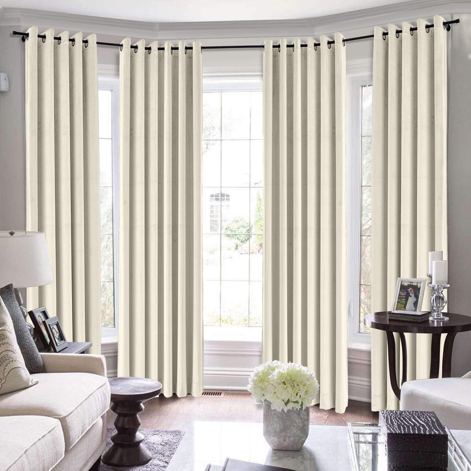 Premium Blackout Velvet Window Curtains - Thermal Insulated Grommet Drapes for Living Room & Bedroom - 50x120 Inches, Ivory - 1 Panel - Perfect for Light Blocking, Privacy & Energy Efficiency