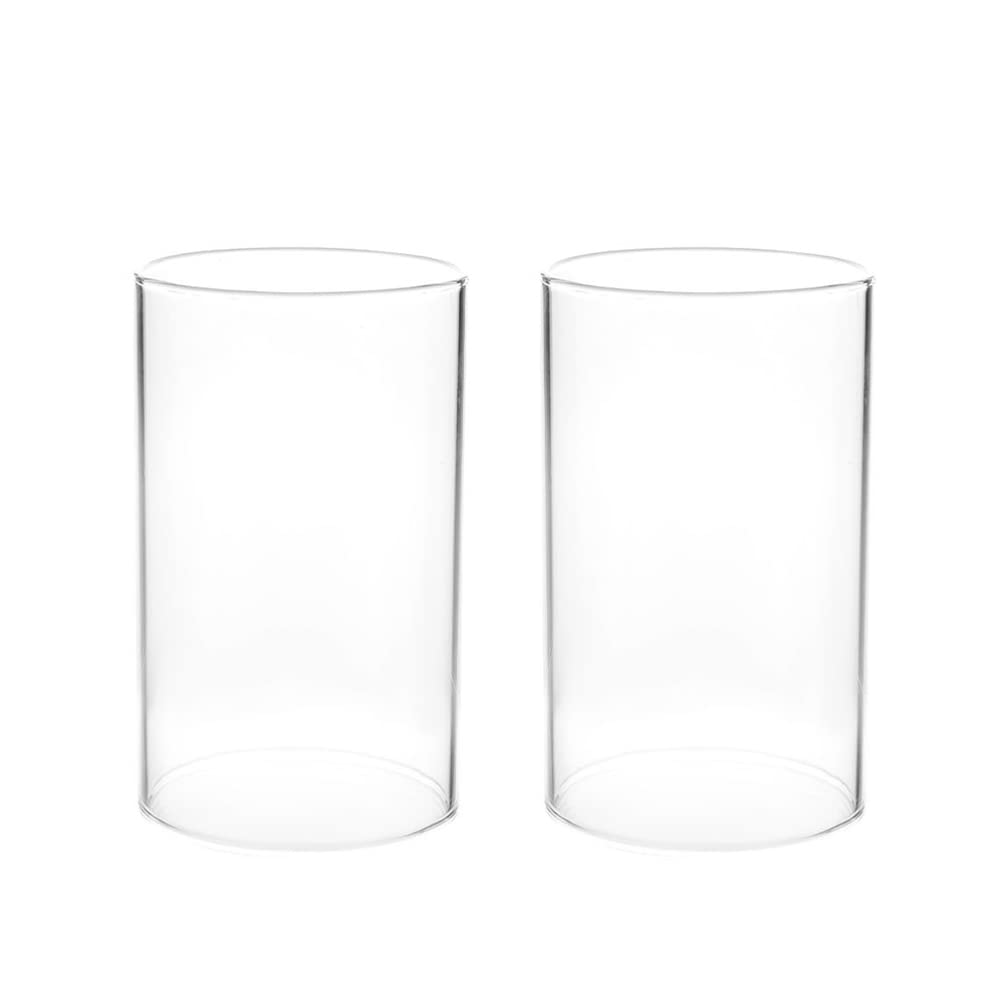 CLISPEED 2-Pack Glass Chimney Tubes - Open Ended Cylindrical Candle Holders for Open Flame Candles, Glass Lamp Shades & Home Decor - Perfect for Dining Tables, Fireplace Mantels and Wedding Centerpieces