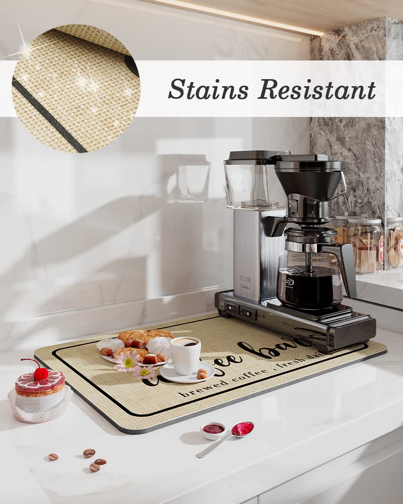 Tchdio Coffee Mat - Absorbent, Quick Drying Kitchen Counter Mat with Non-Slip Rubber Backing - Perfect for Coffee Bars, Espresso Machines & Dish Drying - Ideal for Home Kitchens, Offices & Cafés