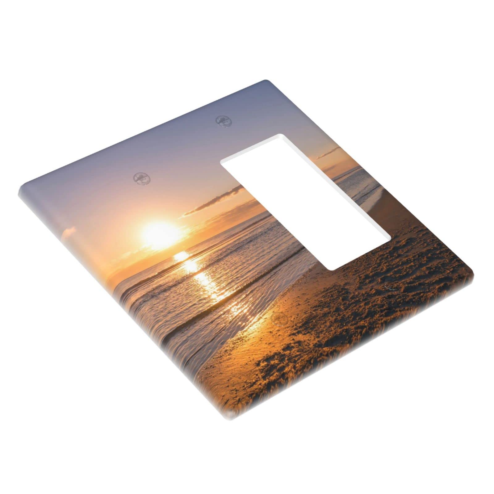 Beach Sunset Wall Plate - Single Blank Rocker 2 Gang Light Switch Cover - Decorative Switch Plate for Bedroom, Kitchen & Farmhouse - Perfect for Coastal, Boho & Rustic Home Decor