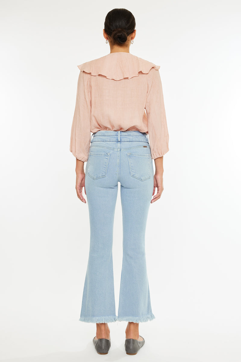 Yasmine High Rise Cropped Flare Jeans for Women - Vintage 70s Inspired Stretch Denim Pants (Perfect for Casual Outfits, Date Nights & Music Festivals)
