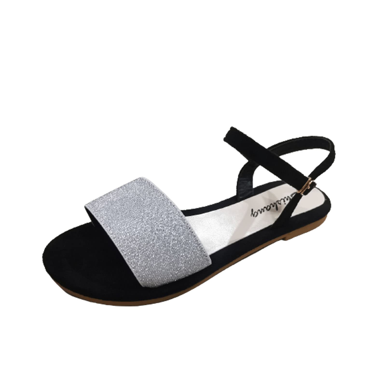 Drindf Women's Open Toe Tie-Up Ankle Wrap Flat Sandals - Casual Summer Roman Rhinestone Sandals for Walking & Retro Style | Perfect for Beach, Vacation & Everyday Wear