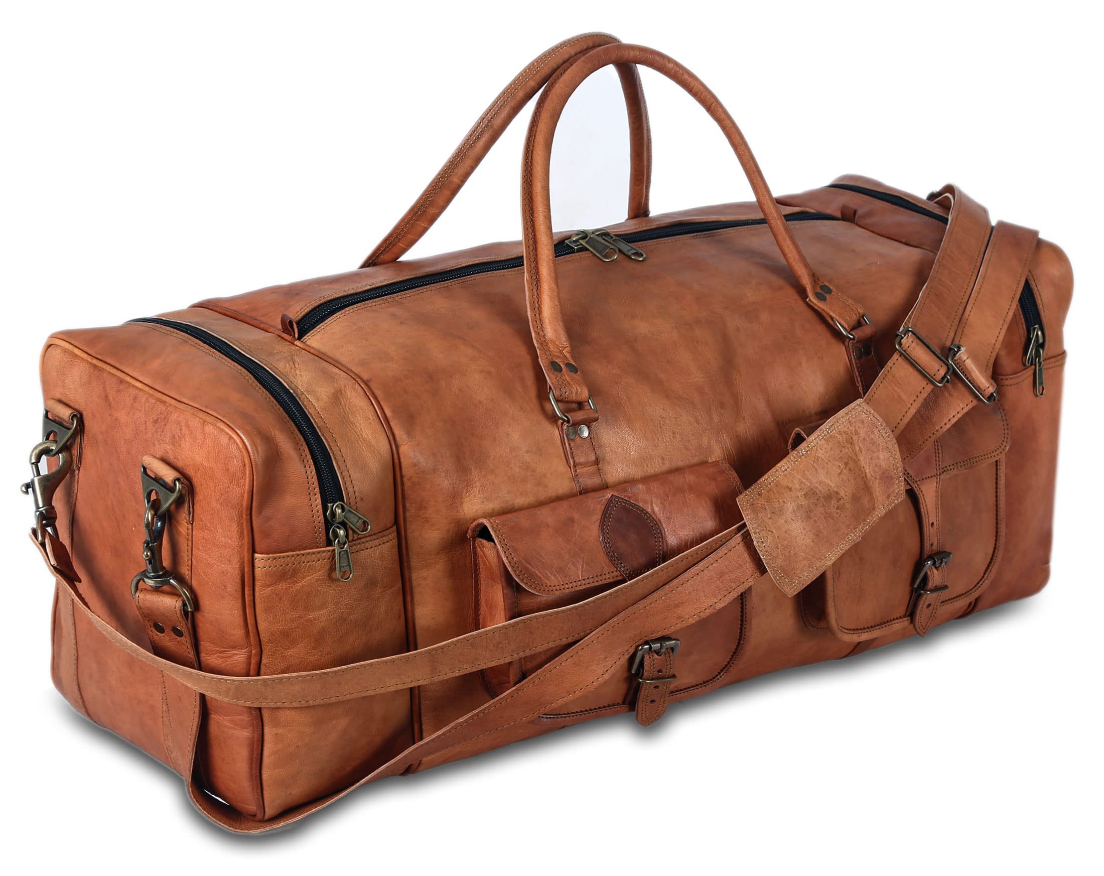 32 Inch Large Duffel Bag for Men - Premium Leather Travel Holdall, Gym & Sports Weekender Overnight Bag - Perfect for Travel, Gym, Sports & Weekend Getaways