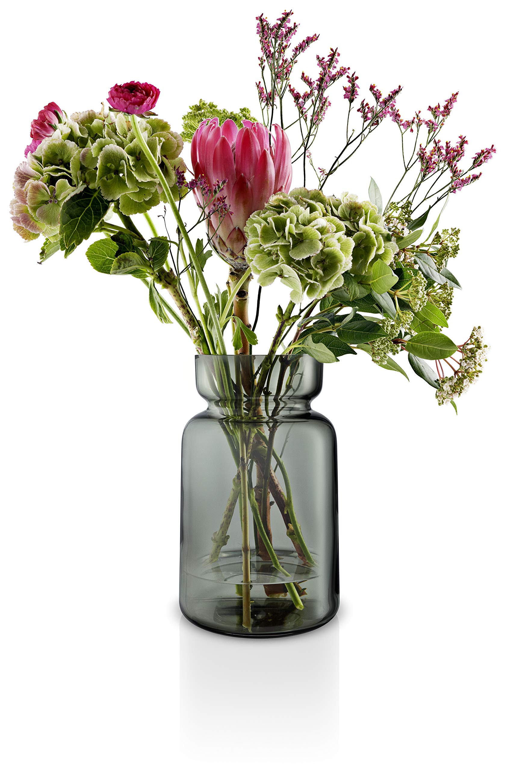 EVA SOLO Silhouette Glass Vase - 8.7 Inch Smokey Grey Modern Flower Vase for Home Decor, Wedding Centerpiece & Scandinavian Interior Design
