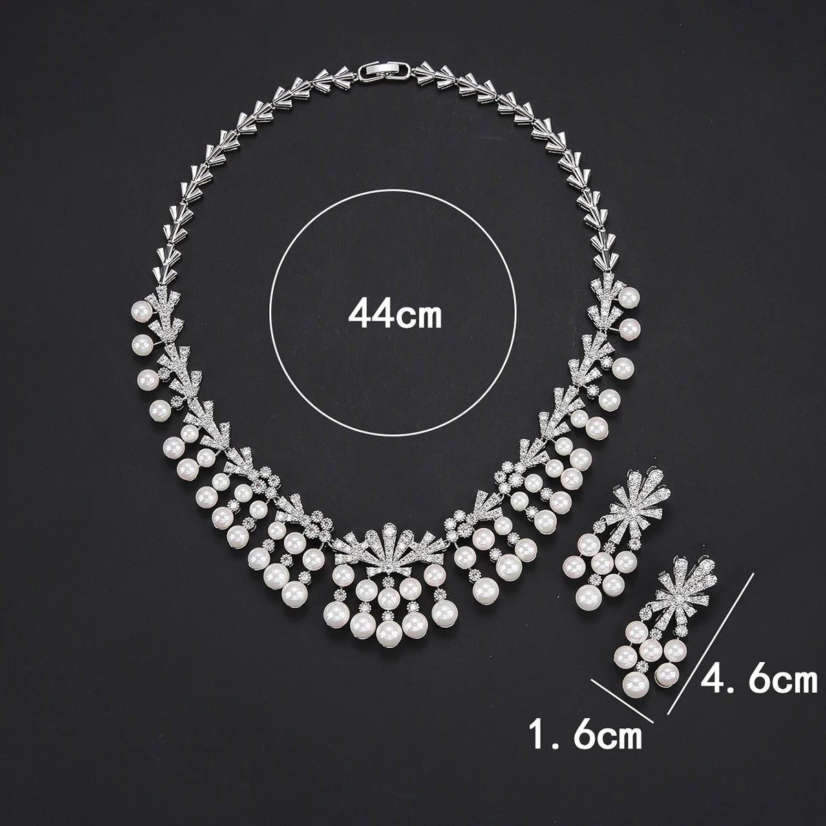 Elegant Shiny Cubic Zirconia Pearl Necklace Set - Luxury Bridesmaid Gift, Wedding Jewelry for Women - Perfect for Bridal Showers, Banquets & Special Occasions