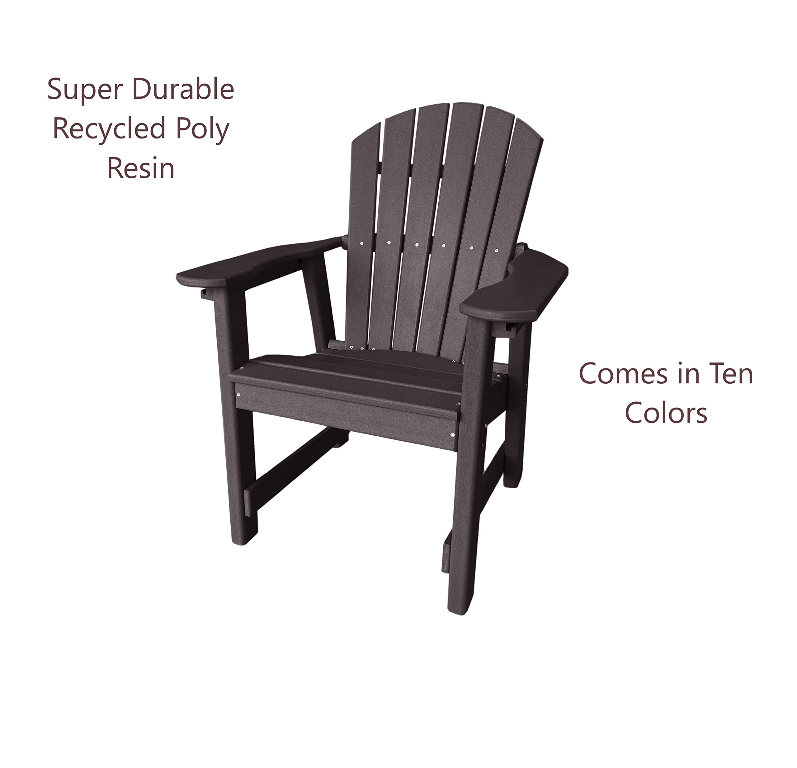 **Phat Tommy Outdoor Dining Chair - Weatherproof Recycled Poly Lumber Patio Furniture, Heavy-Duty Brown Composite Chair for Backyard, Garden & Poolside Relaxation**