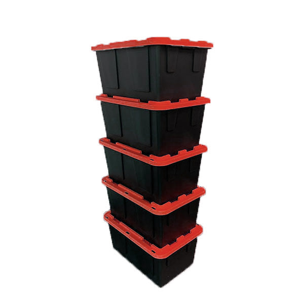 27 Gallon Lockable Storage Bins - Set of 5 | Secure Plastic Storage Containers for Home, Garage & Office Organization
