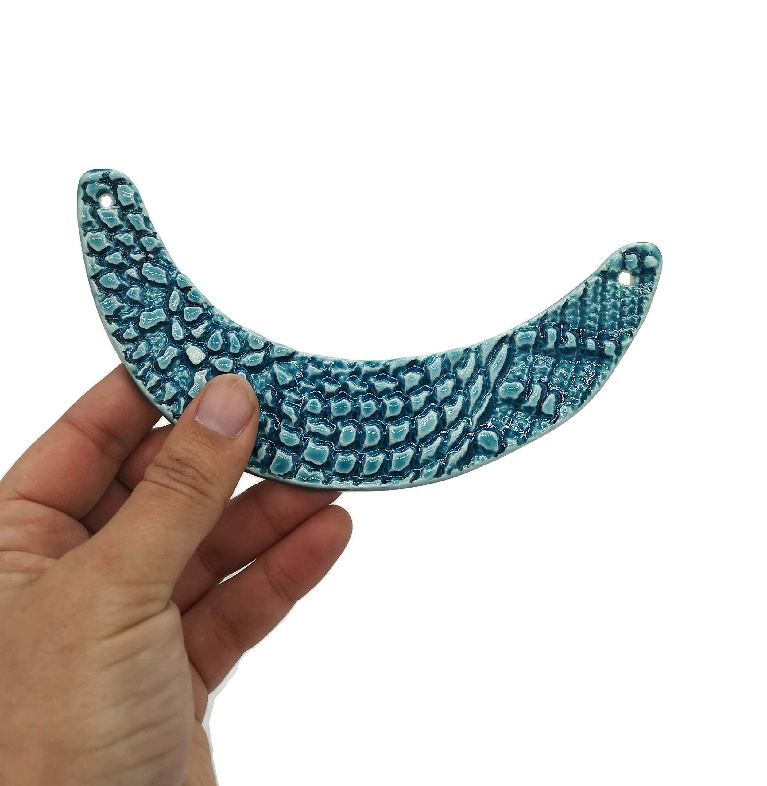 Handmade Blue Ceramic Bib Necklace for Women - Large Statement Pendant for Jewelry Making & DIY Crafts | Perfect for Parties, Weddings & Boho Fashion Accessories