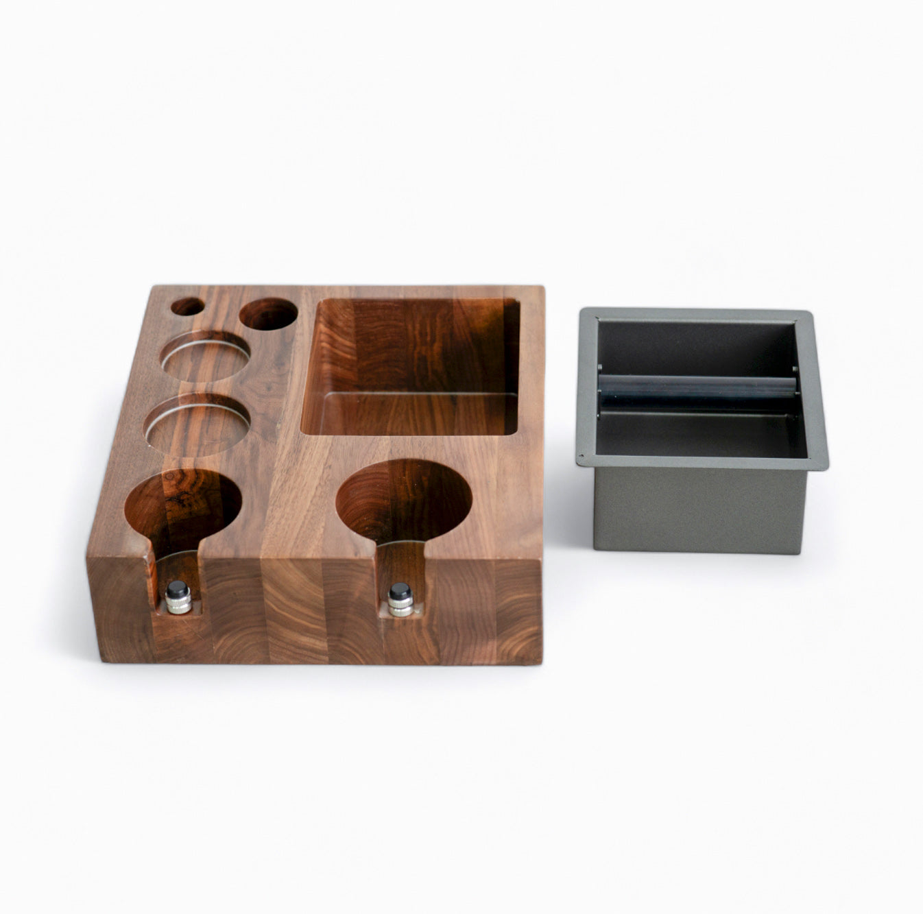 Professional Barista Coffee Tamping Station with Built-in Knock Box - Espresso Workspace Organizer for Home & Cafe Use