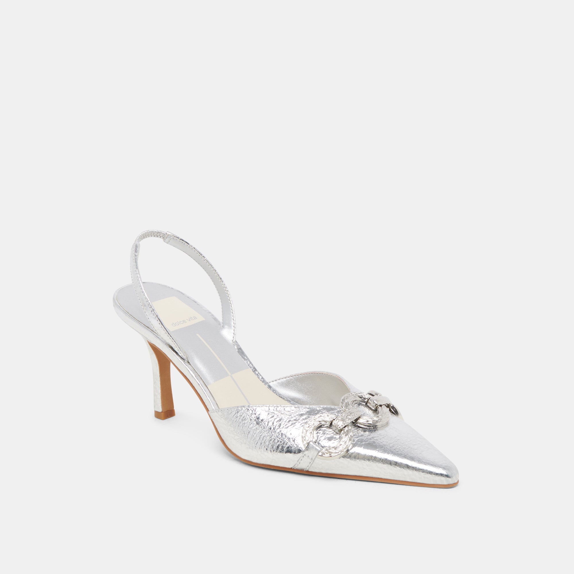 HAYLEE Women's Silver Distressed Leather Heels - Stylish High Heel Pumps for Party, Wedding & Evening Events