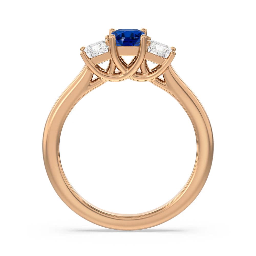 Lab Grown Sapphire & Princess Cut Diamond Three Stone Engagement Ring – Elegant Wedding Band, Anniversary Gift for Her, Perfect for Proposals & Special Occasions