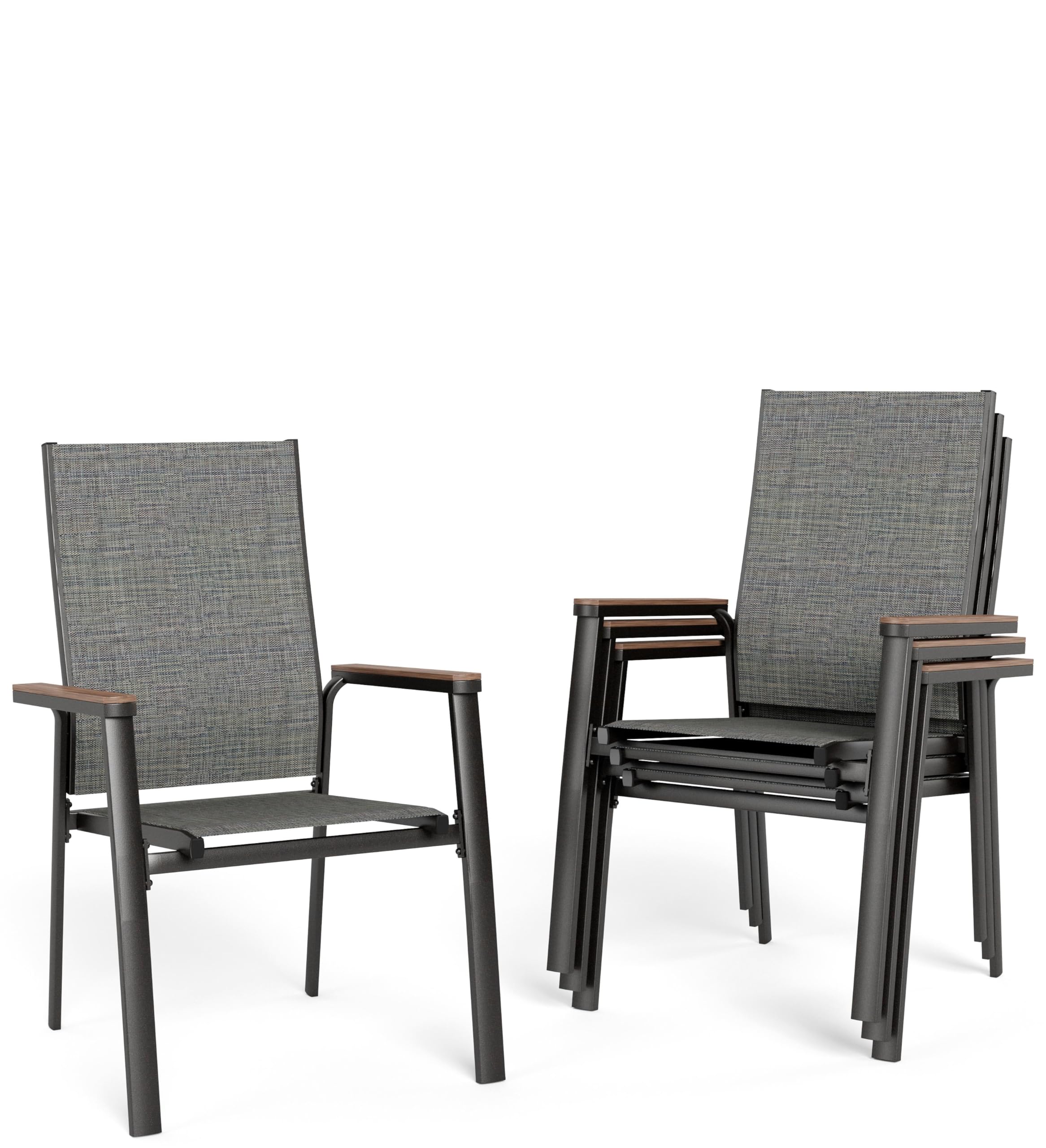 Sophia & William 4-Piece Stackable Aluminum Patio Dining Chairs Set - Lightweight Textilene Outdoor Chairs for Garden, Backyard, Poolside - Durable Weather-Resistant Furniture for Patio Dining & Relaxation