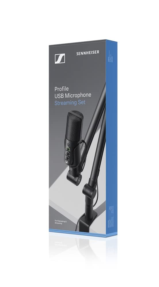 Sennheiser Professional USB Condenser Microphone Kit with Boom Arm - Studio Quality Streaming Mic for Podcasting, Gaming & YouTube (Includes 3m USB-C Cable & Mic Pouch) - Perfect for Home Studio & Live Broadcasts