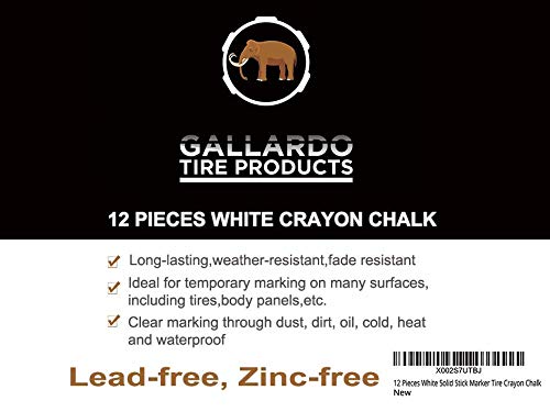 12-Piece White Solid Stick Markers - Tire Crayon Chalk for Car Tires, Sidewalks & Pavement Marking (Durable, Weatherproof)