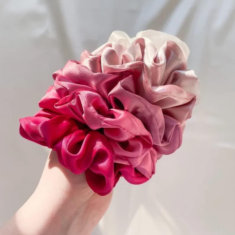 Luxury Satin Silk Scrunchies for Women - Soft Hair Ties & Hair Accessories Set (6 Pack) - Perfect for Everyday Use, Work, Gym, and Special Occasions