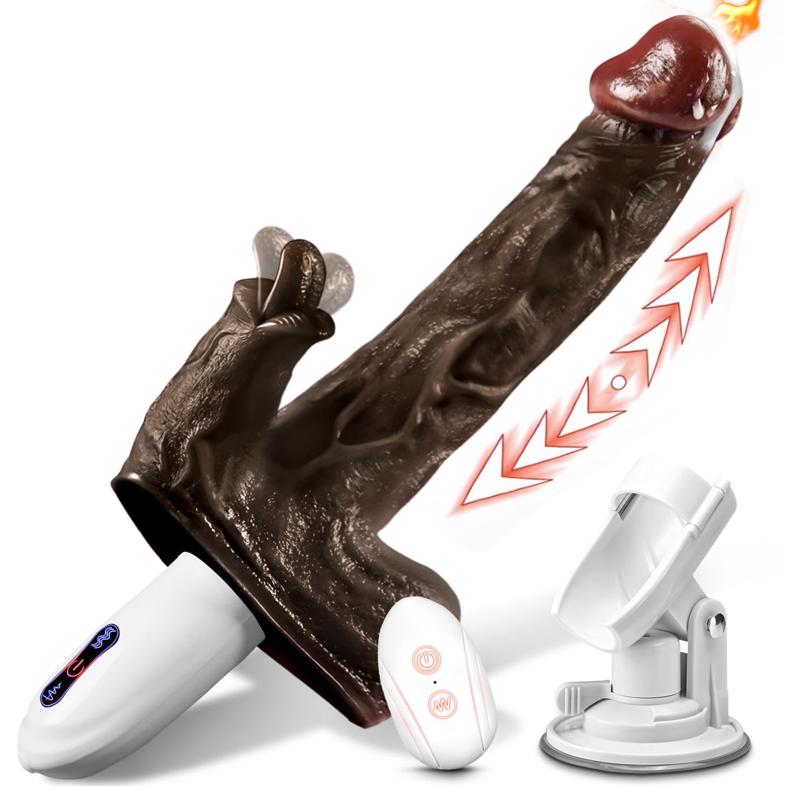 Realistic Remote Control Anal Dildo with 8 Vibrating & Thrusting Modes - Prostate Massager & G-Spot Stimulator for Men & Women - Tongue-Licking Clitoral Vibrator Sex Toy (Brown) | Perfect for Couples Play, Solo Exploration & Enhanced Intimate Experiences