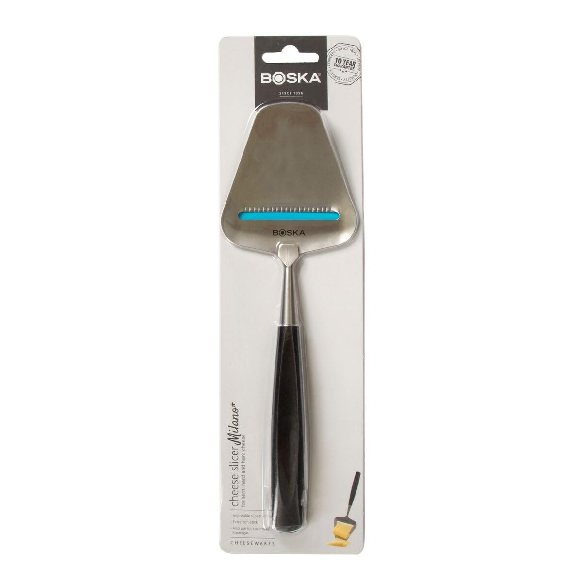 Boska Stainless Steel Cheese Slicer - Multi-Functional Handheld Cheese Cutter for Hard & Soft Cheeses - Non-Stick Silver Kitchen Tool - Dishwasher Safe - Perfect for Charcuterie Boards, Sandwiches & Cooking