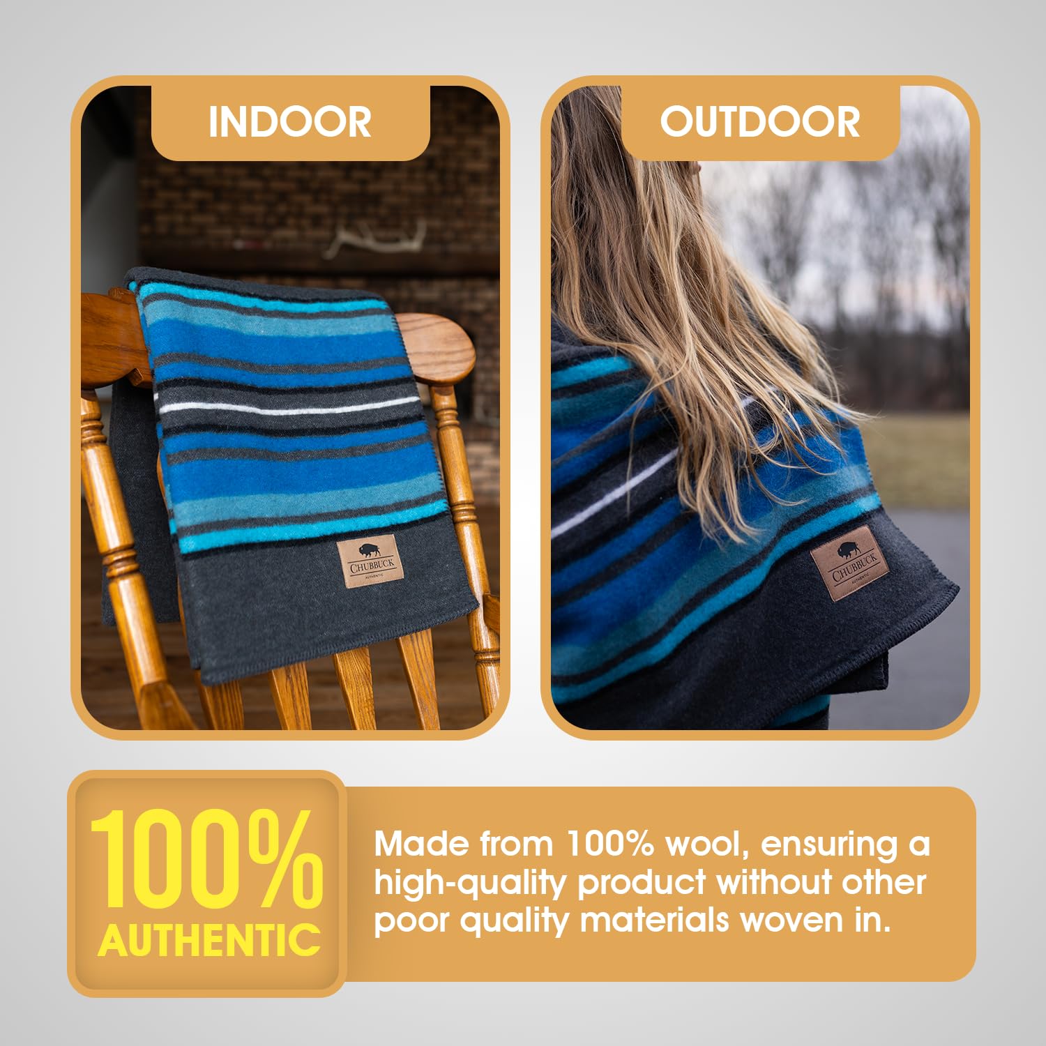 Chubbuck 100% Pure Wool Blanket - 60