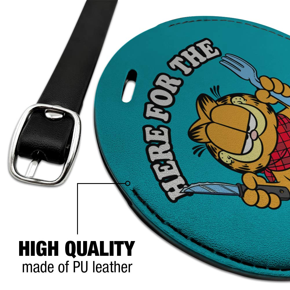 Garfield Themed Round Leather Luggage Tag - Funny Food Inspired Suitcase ID Tag for Carry-On Bags | Perfect for Travel, Business Trips & Gift Giving