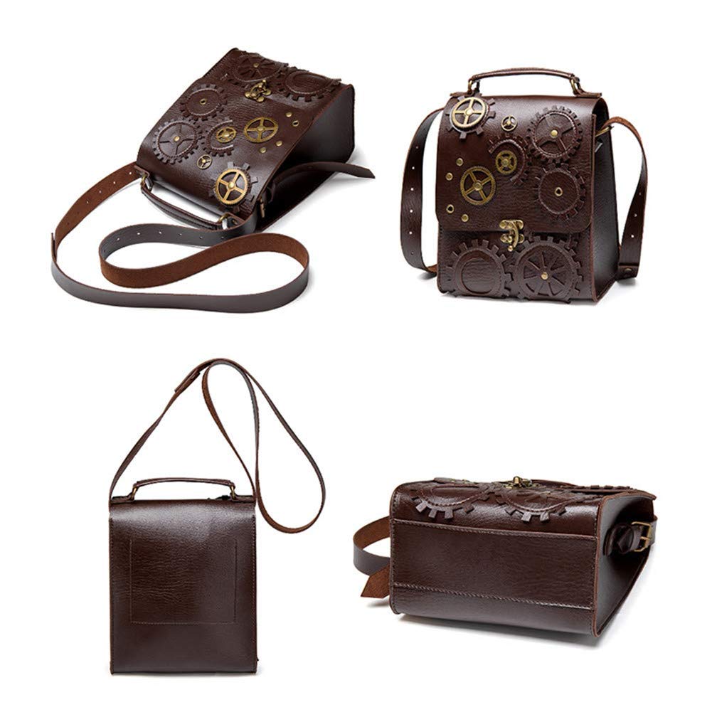 Vintage Steampunk Gothic Women's Single Shoulder Crossbody Bag - Rivet Top Handle Messenger Purse for Travel, Daily Use & Cosplay Accessories