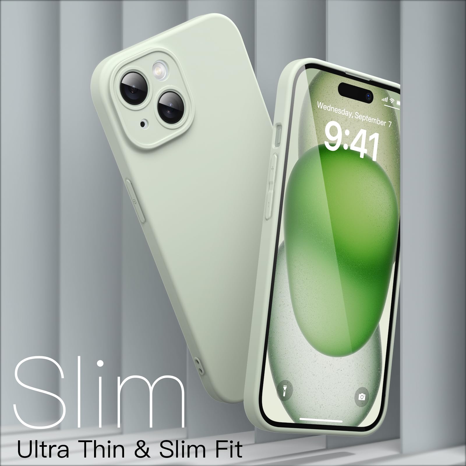 JETech Ultra-Thin Slim Case for iPhone 15 Plus 6.7-Inch | Matte Finish Minimalist Protective Cover with Full Camera Lens Protection | Lightweight Durable Phone Case in Green | Perfect for Everyday Use, Work & Travel