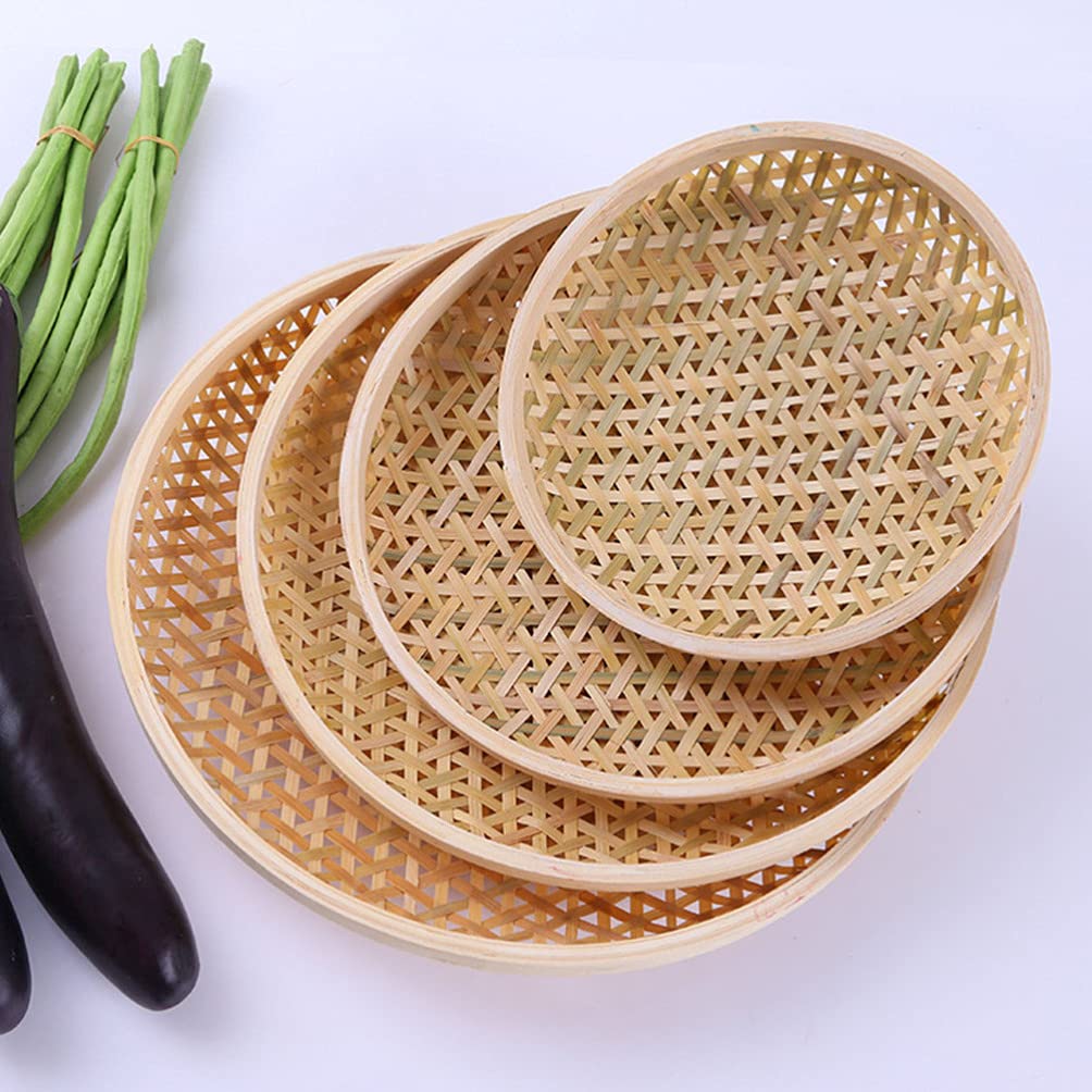 Hemoton 3-Piece Bamboo Fruit Tray Set - Eco-Friendly Food Storage Container for Kitchen, Dining & Picnic - Perfect for Serving Snacks, Fruits, and Appetizers at Home or Outdoor Gatherings