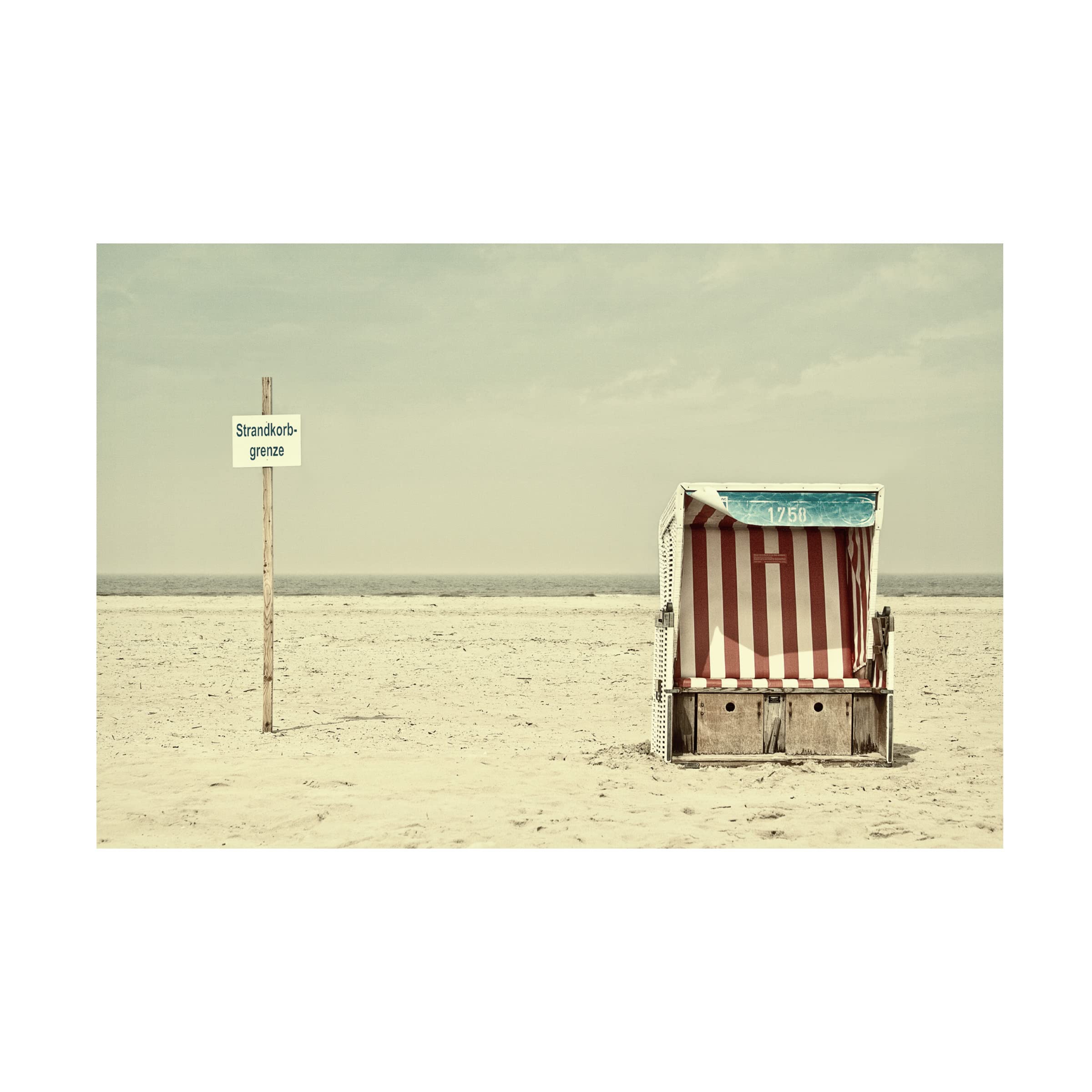 Trademark Fine Art 'Beach Chair Border' Canvas Wall Art by Burghard Nitzschmann - Coastal Decor for Living Room, Bedroom & Beach House