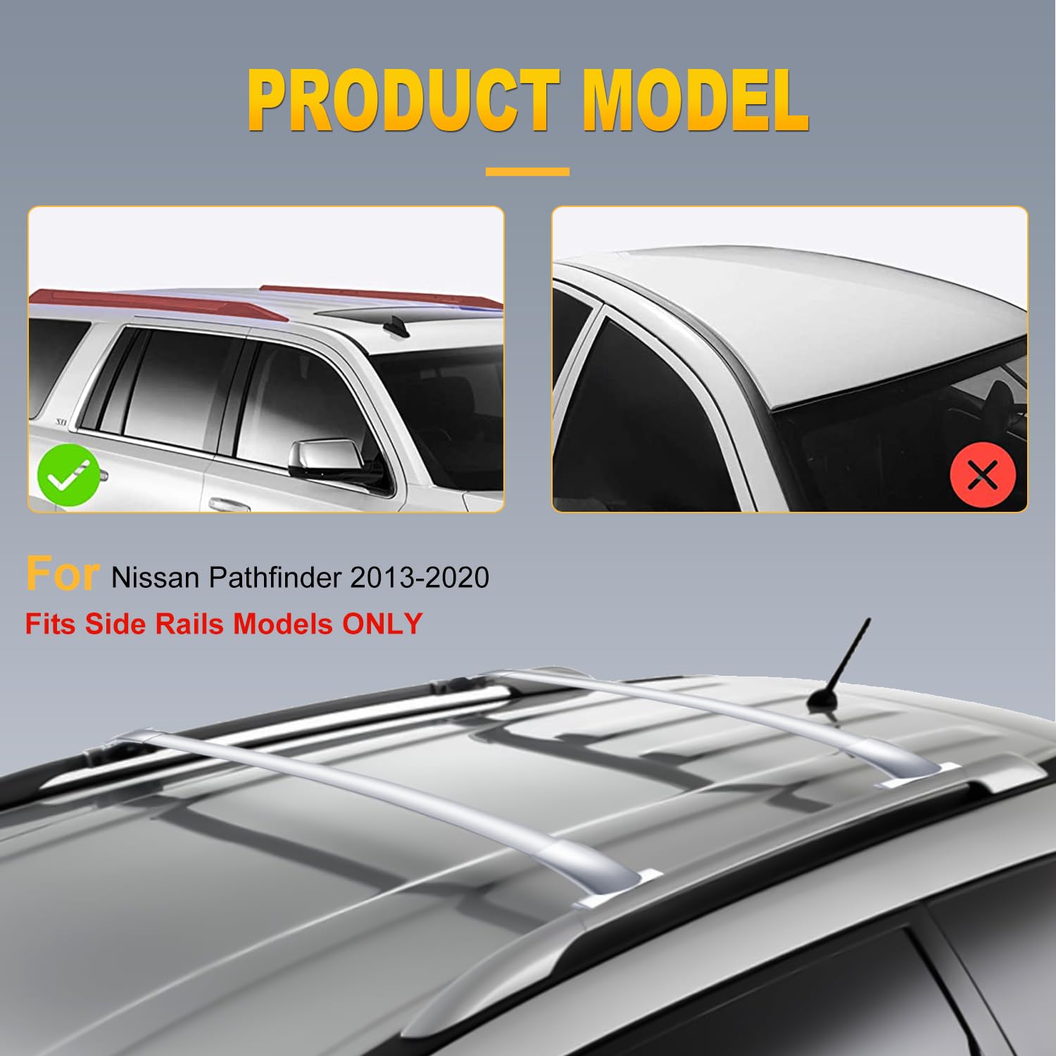 OCPTY Roof Rack Cargo Carrier for Nissan Pathfinder 2013-2020 - Heavy Duty Cross Bars for Rooftop Luggage - Compatible with Side Rail Models Only - Perfect for Road Trips, Camping & Outdoor Adventures