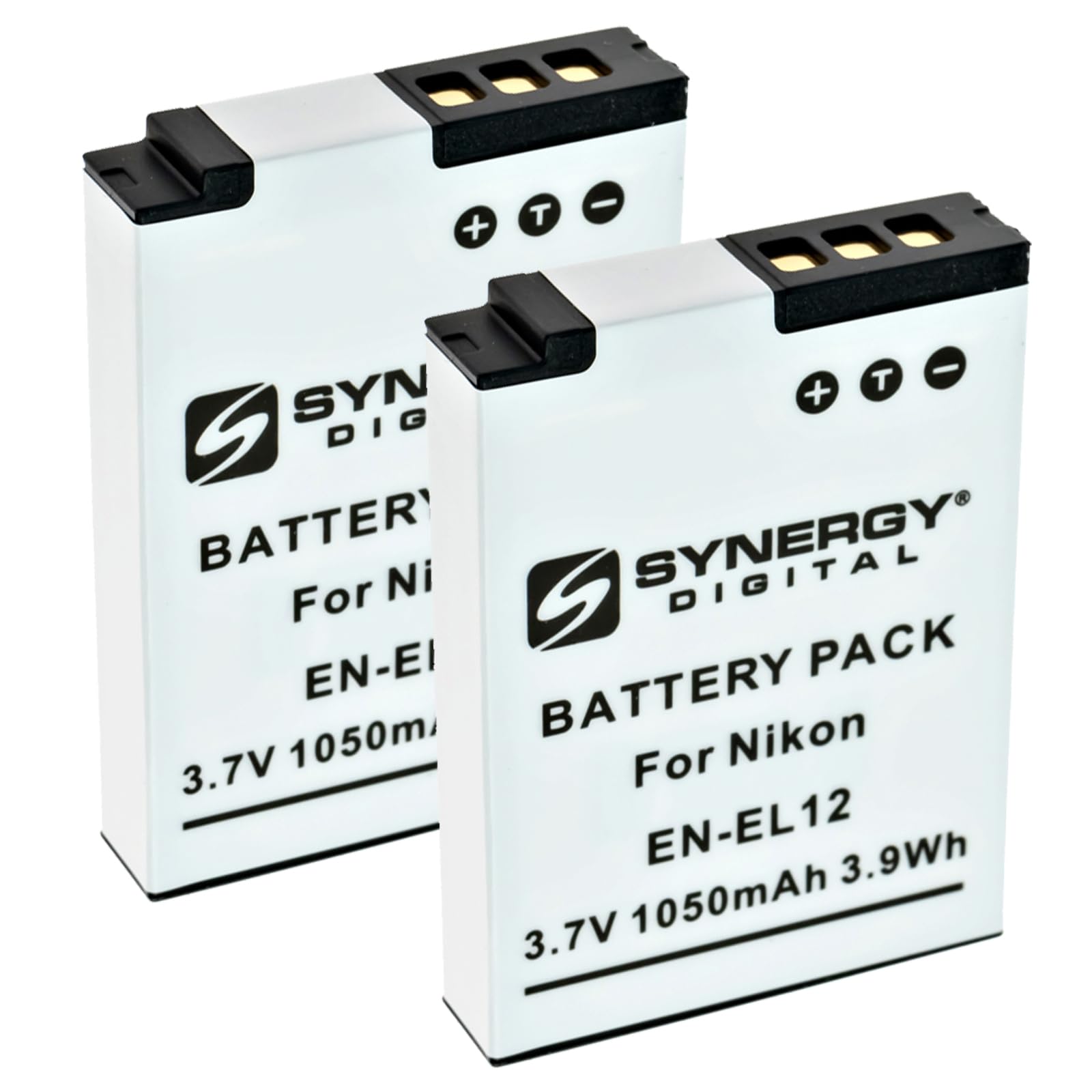 Synergy Digital Camera Batteries (2-Pack) - Compatible with Nikon EN-EL12/ENEL12/25780 - 3.7V 1050mAh Li-Ion Replacement Battery for Nikon Coolpix Cameras - Perfect for Travel Photography & Everyday Shooting