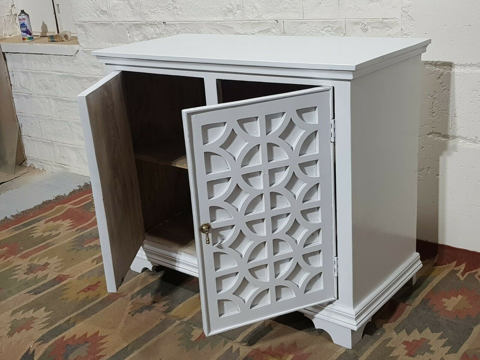 French Arched Hand Carved Solid Wood Buffet Sideboard - White | Rustic Farmhouse Dining Room Storage Cabinet for Kitchen & Living Room Decor