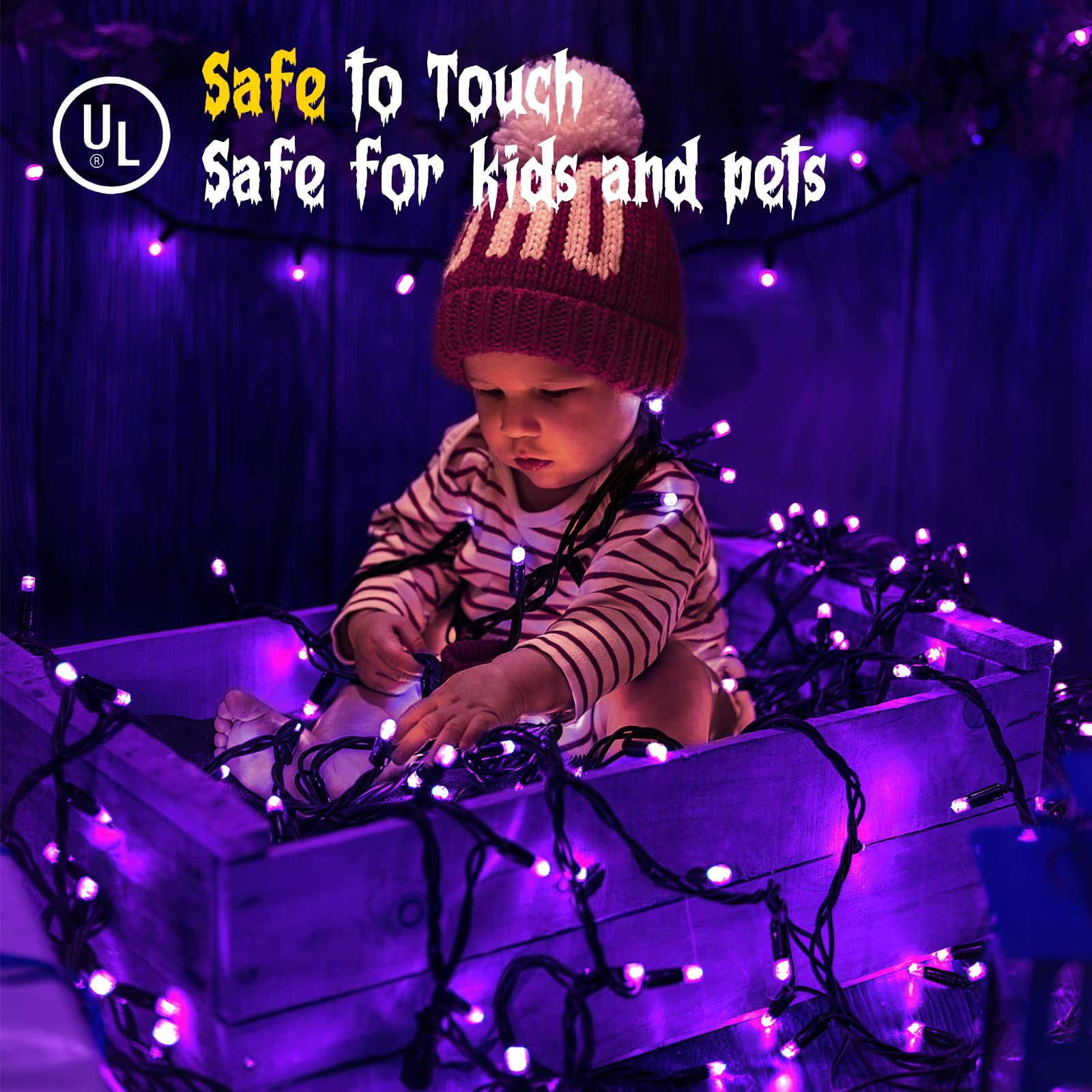 300 LED Purple Halloween String Lights - 108FT Waterproof Connectable Twinkle Fairy Lights for Indoor/Outdoor Party, Wedding, Garden & Tree Decorations | Perfect for Halloween, Christmas, Patio, Backyard & Special Events