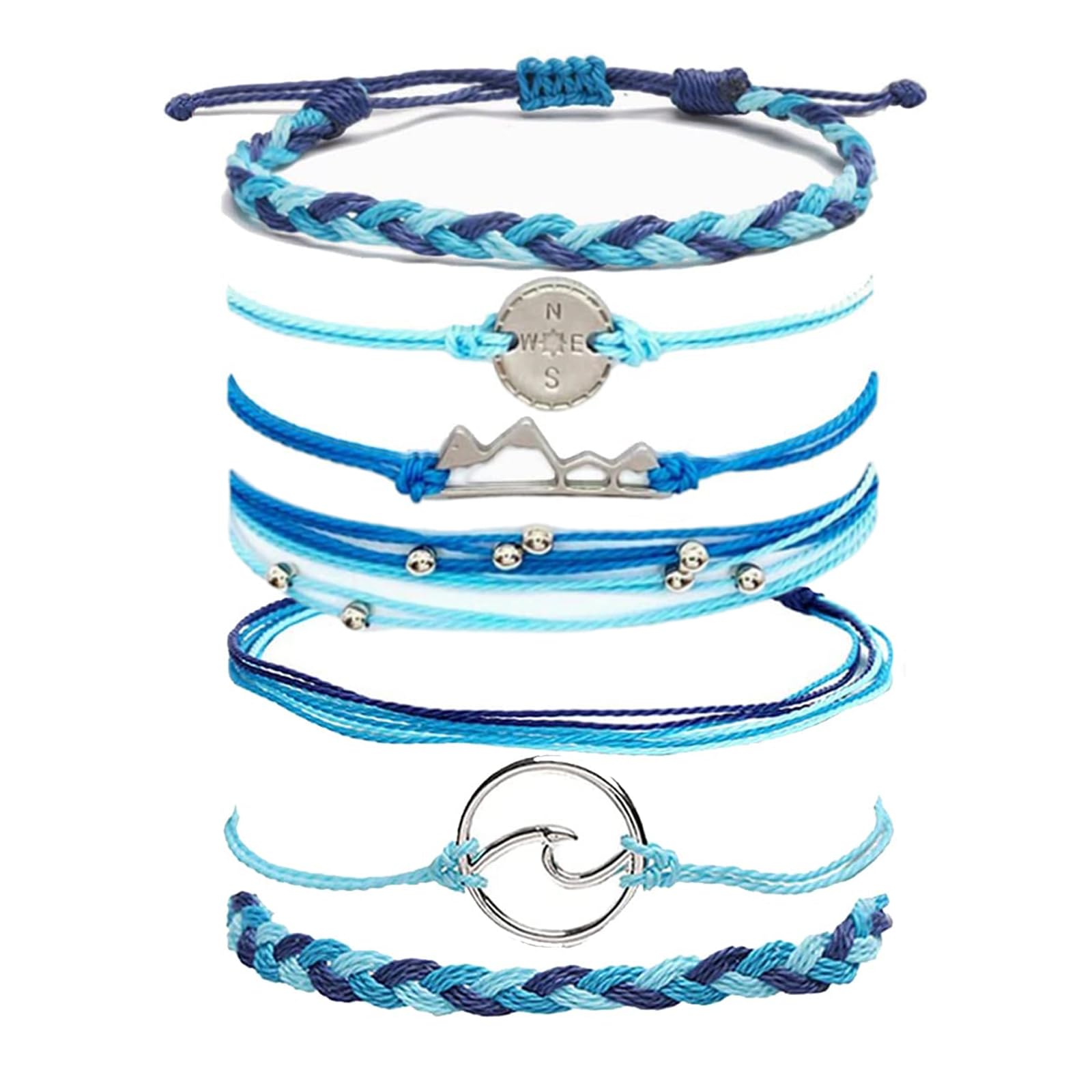 Trendy Blue String Friendship Bracelets for Women - Boho Style Adjustable Anklets & Wristbands - Perfect Christmas Gifts, Summer Accessories & Stocking Stuffers (Great for Beach Parties, Festivals & Everyday Boho Fashion)