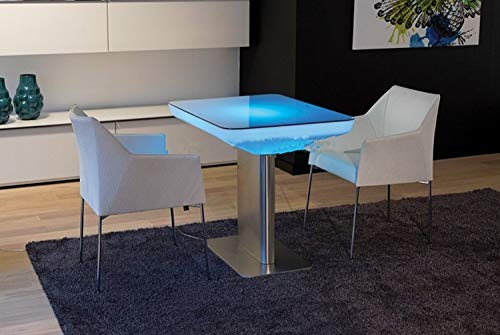 GOWE H76 LED Illuminated Modern Dining Table for 4 People - Adjustable LED Coffee Table for Bar, Living Room, Meeting Room & Events - Perfect for Home Decor, Parties and Office Meetings