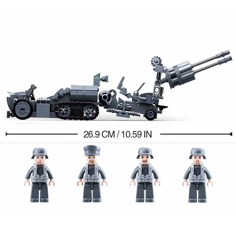 SLUBAN Military Anti-Aircraft Building Blocks Set - 4 in 1 Model Kit for Army Fans | Combat Vehicle & Defense System Toy for Kids & Collectors | Perfect for War Games, Display & STEM Learning