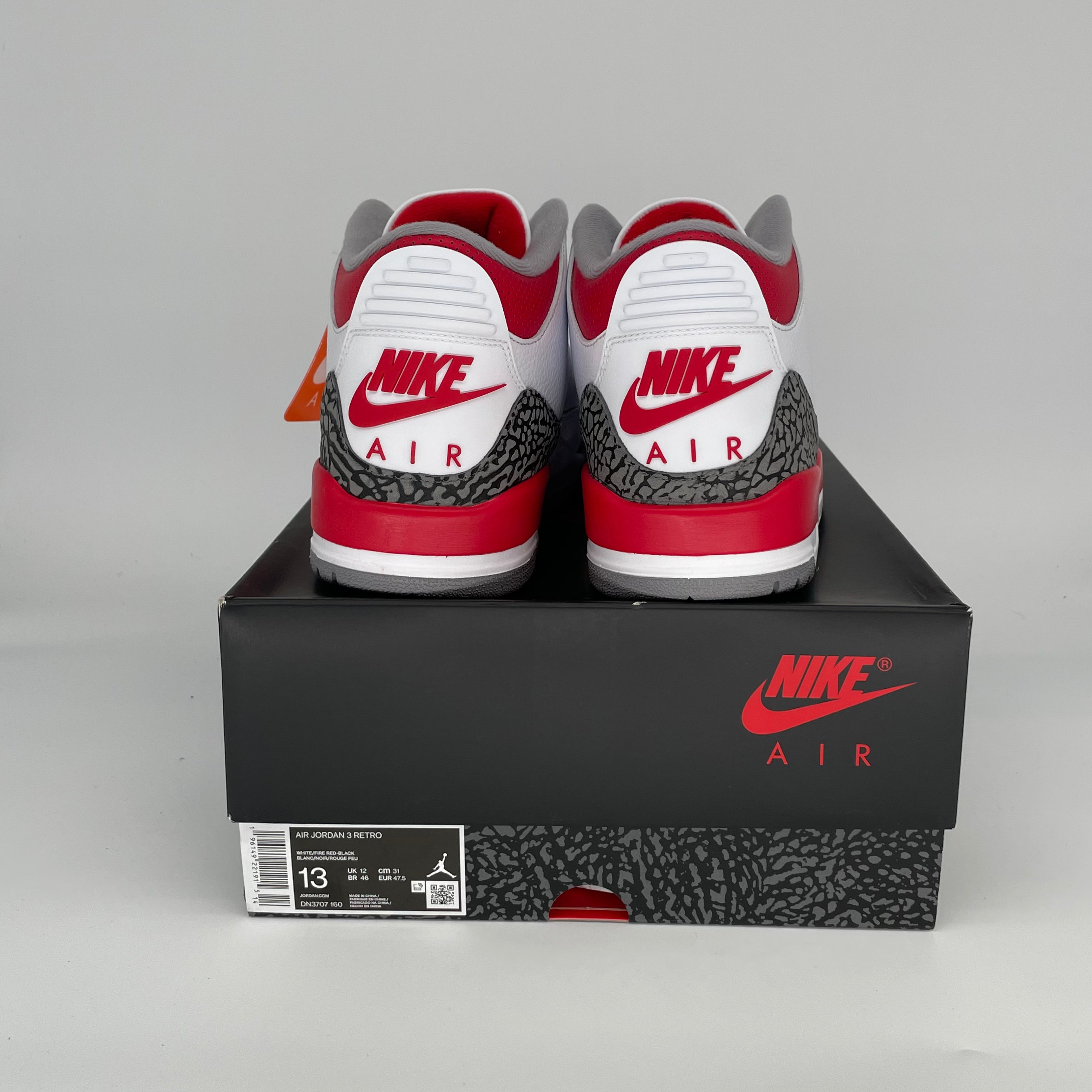 Air Jordan 3 Retro 'Fire Red' Men's Basketball Shoes Size 13 DN3707-160 - Perfect for Streetwear, Sneaker Collecting & Casual Wear