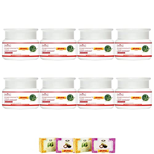 Anti-Aging Pomegranate Overnight Sleeping Mask - 50g Hydrating Night Cream for Smooth & Soft Skin | DHL Express 8-Piece Set with Free Tomato Facial Mask | Perfect for Nighttime Skincare Routine & Gift Sets