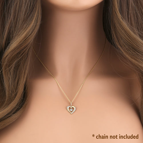14K Solid Yellow Gold Sparkling Heart Cubic Zirconia Pendant Necklace for Women - Elegant Gift for Valentine's Day, Anniversary & Special Occasions