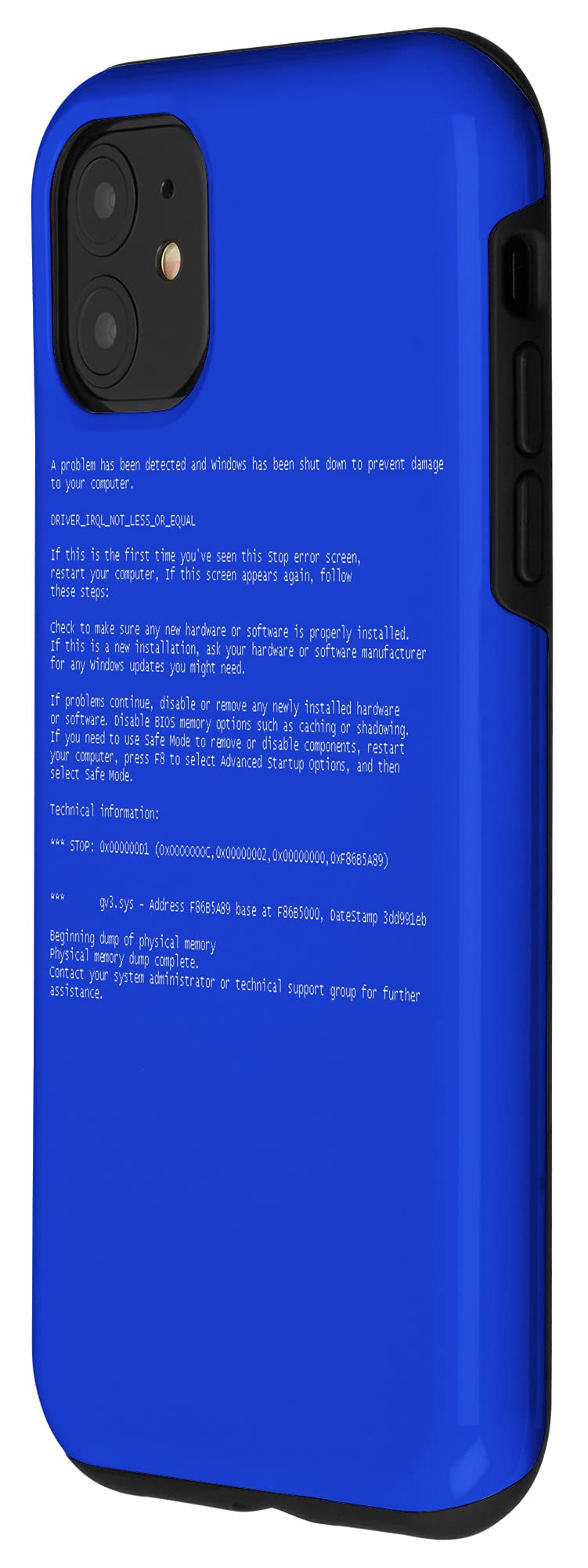 iPhone 11 Case with Blue Screen of Death Design - Funny Programmer Computer Error Phone Cover for Tech Enthusiasts & IT Professionals - Perfect Gift for Developers, Coders, and Software Engineers