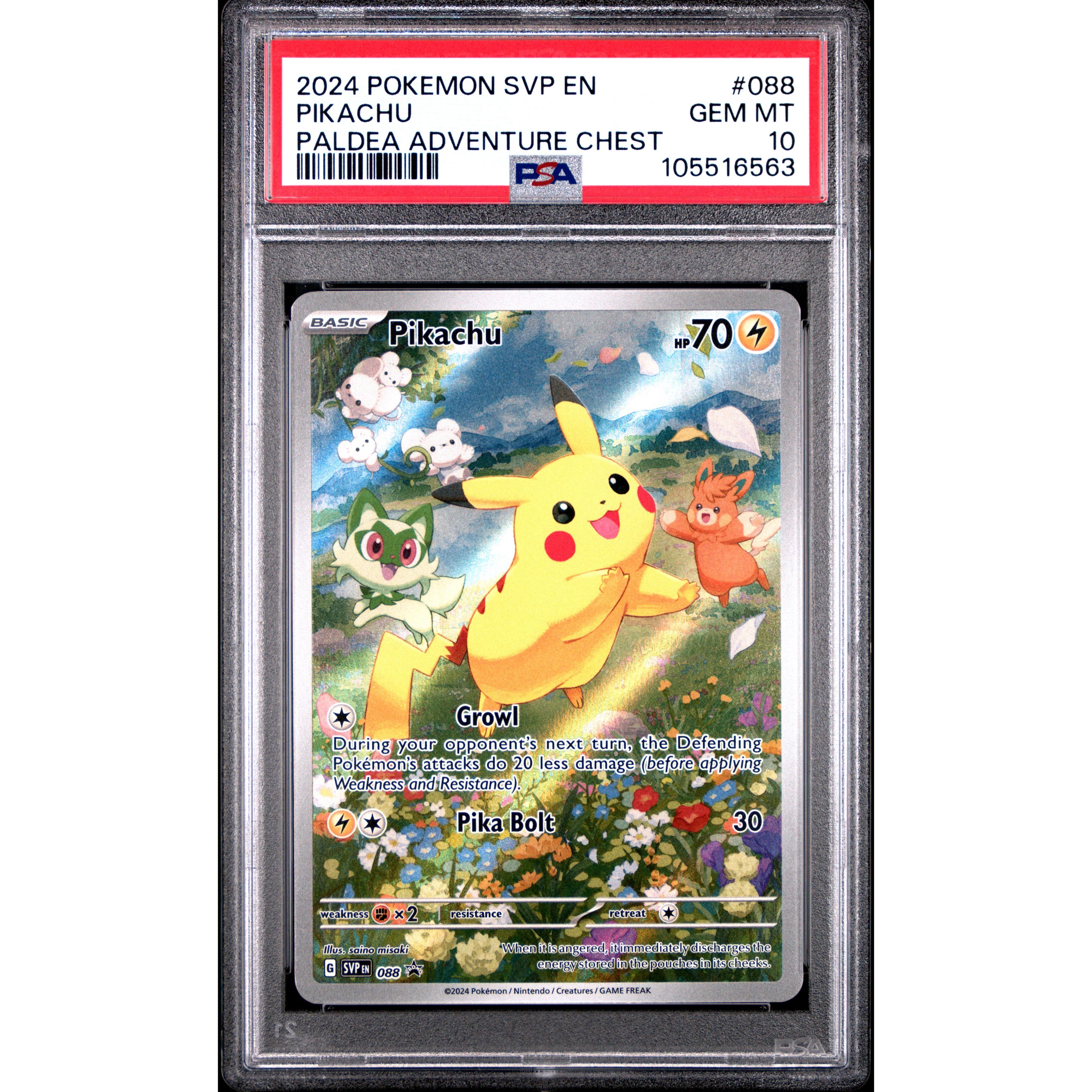 2024 Pokemon Scarlet Violet Promo Pikachu SVP088 PSA 10 Graded Card - Rare Collectible for Trading Card Game Enthusiasts & Pokemon Fans - Perfect for Display, Investment, and Competitive Play