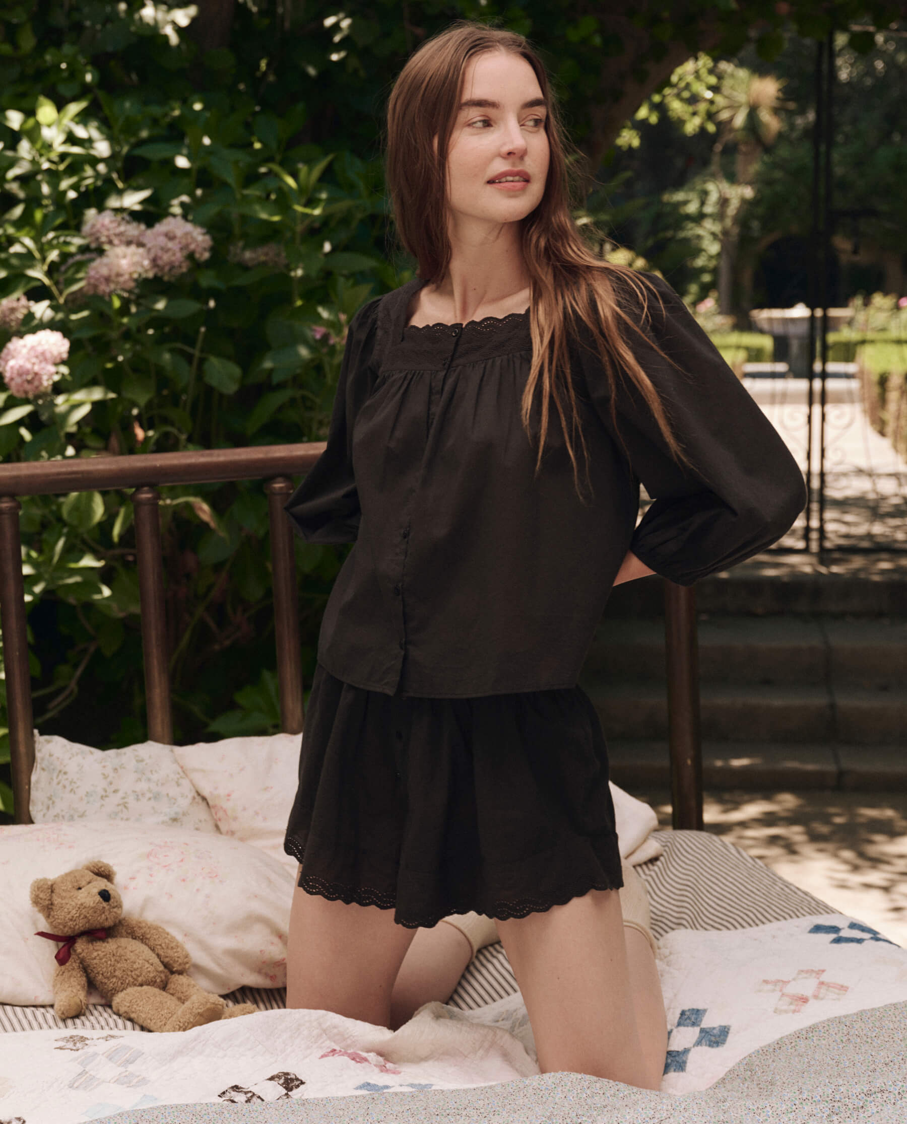 Stylish Black Eyelet Tap Shorts for Women - Comfortable & Breathable Summer Shorts for Casual Wear, Gym, and Outdoor Activities