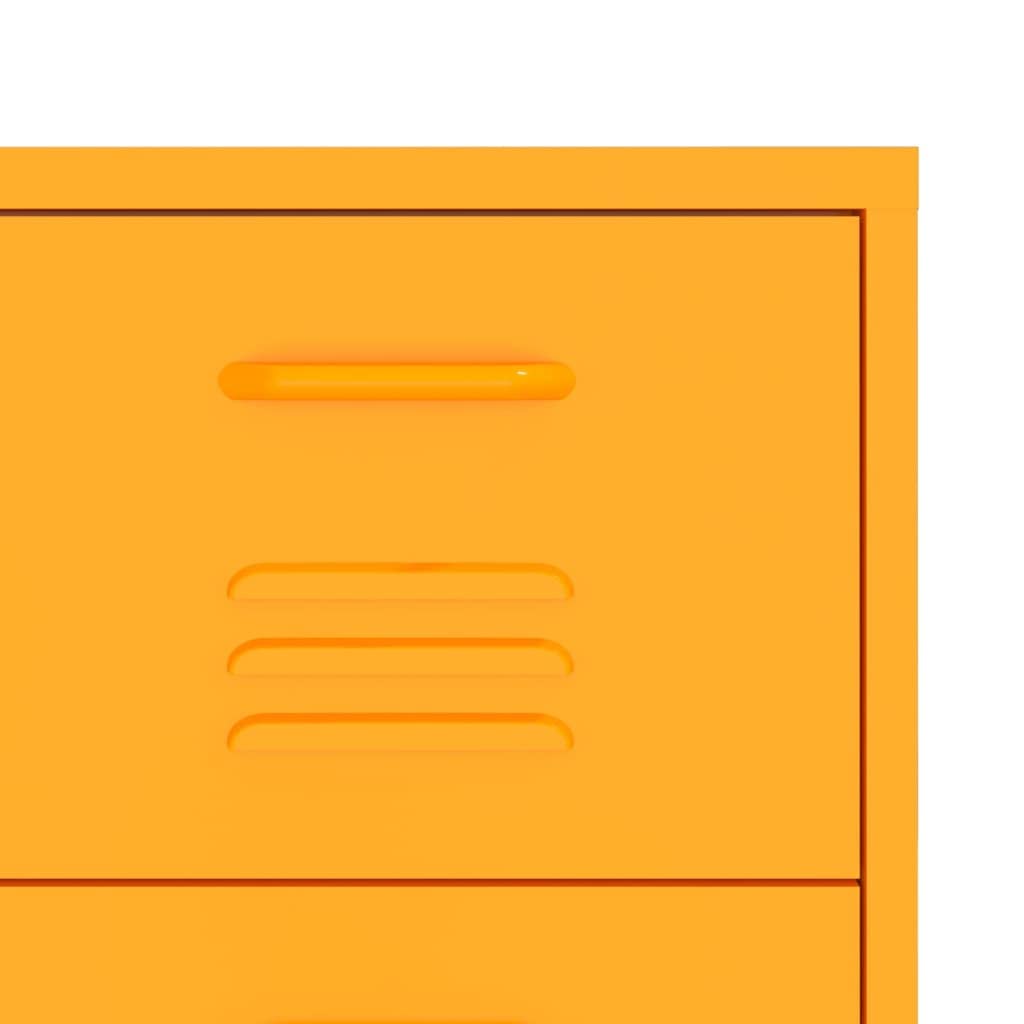 vidaXL Industrial Style Mustard Yellow Steel Drawer Cabinet - Freestanding Storage Cabinet with Drawers for Home Office & File Organization | Perfect for Small Spaces, Dorm Rooms & Workspaces