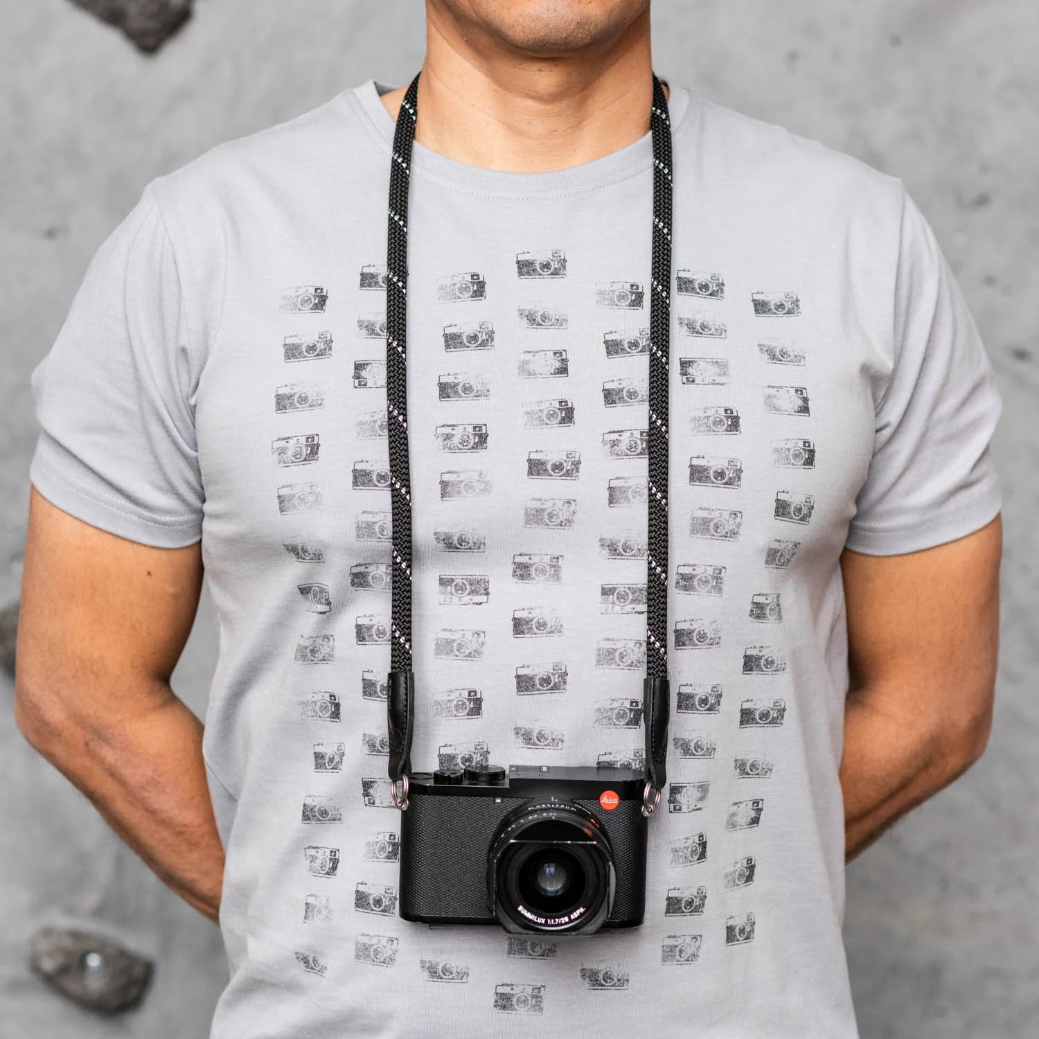 Cooph Rope Camera Strap with Split Ring - 39.4 Inch (100cm) Adjustable Neck Strap for DSLR & Mirrorless Cameras - Durable Black Reflective Design for Photography, Travel & Outdoor Adventures