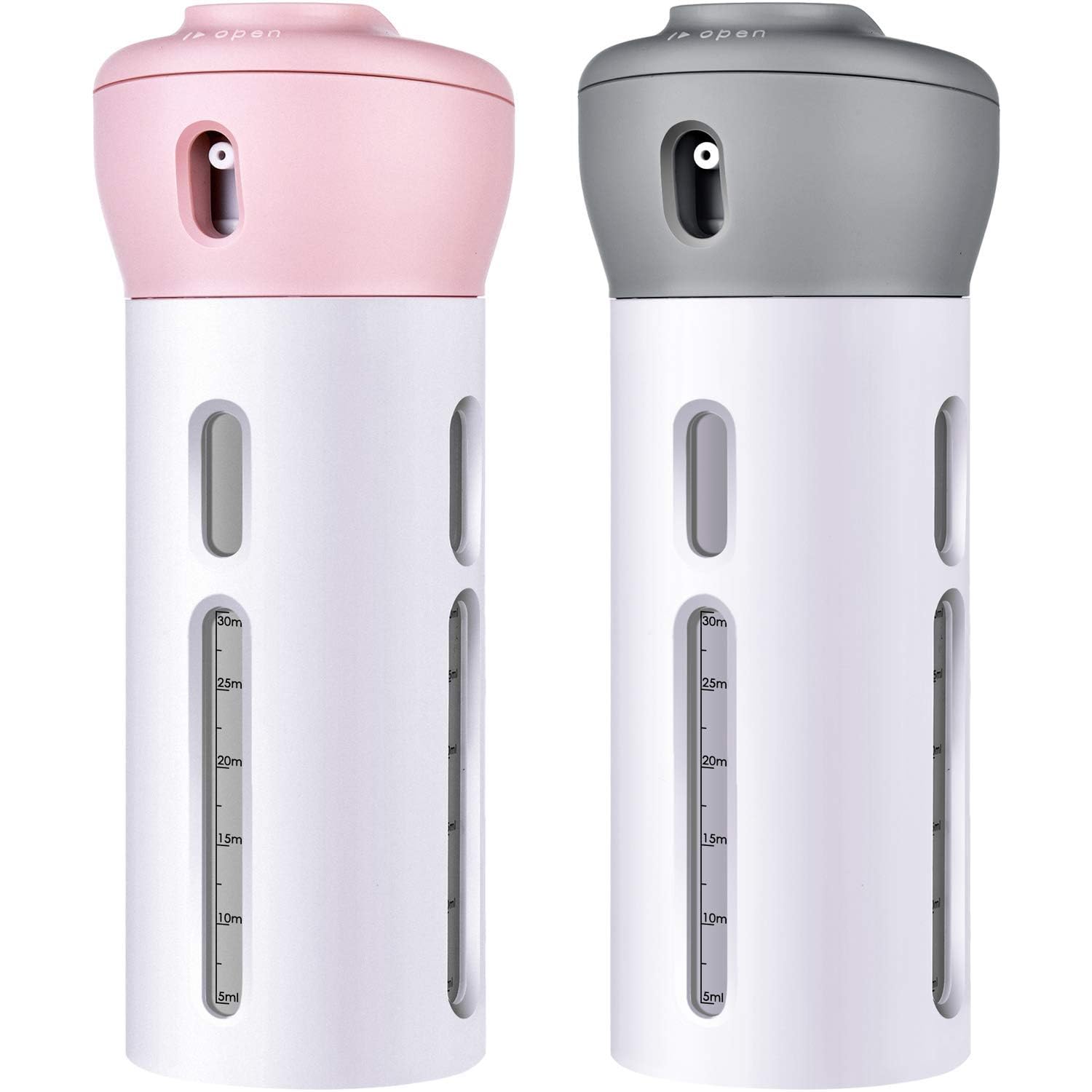 MAPPERZ 4-in-1 Leak-Proof Travel Dispenser Bottle Set - Refillable Shampoo, Lotion, Gel & Sanitizer Containers for Toiletries, Body Wash & Cosmetics | Perfect for Air Travel, Gym, Camping & Daily Skincare Routine (Pack of 1)