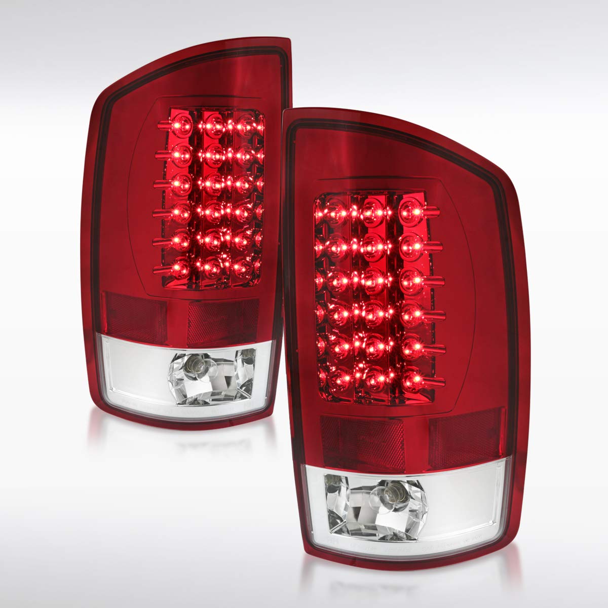 AUTOZENSATION LED Tail Lights for 2002-2006 Dodge Ram 1500/2500/3500 - Red Lens Left & Right Pair Assembly - Durable Replacement for Enhanced Visibility & Style - Perfect for Off-Roading, Towing & Night Driving