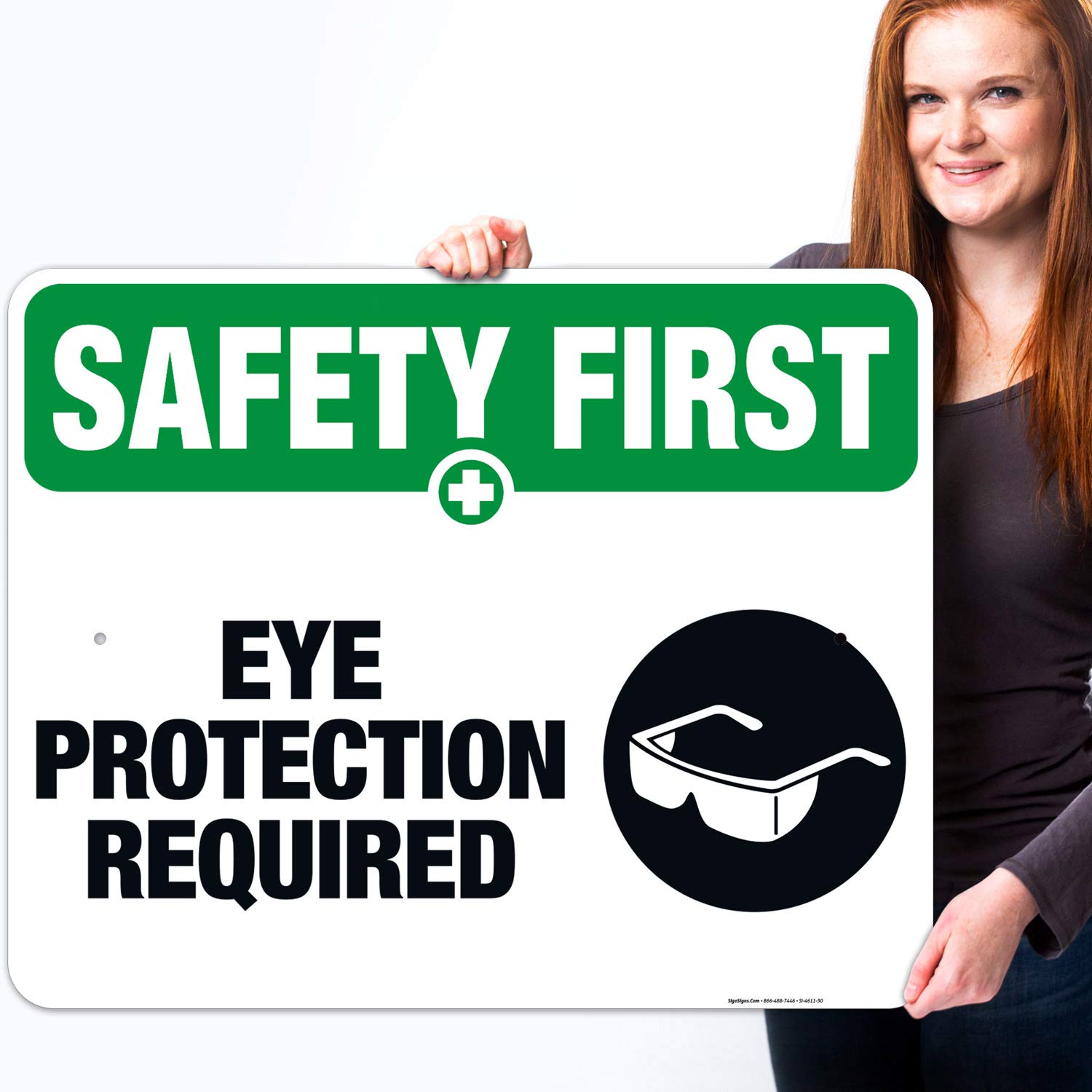 OSHA Compliant Eye Protection Required Sign - 24x30 Inches Rust-Free Aluminum Safety Sign for Indoor/Outdoor Use | Fade-Resistant, Made in USA | Perfect for Construction Sites, Factories & Workplaces