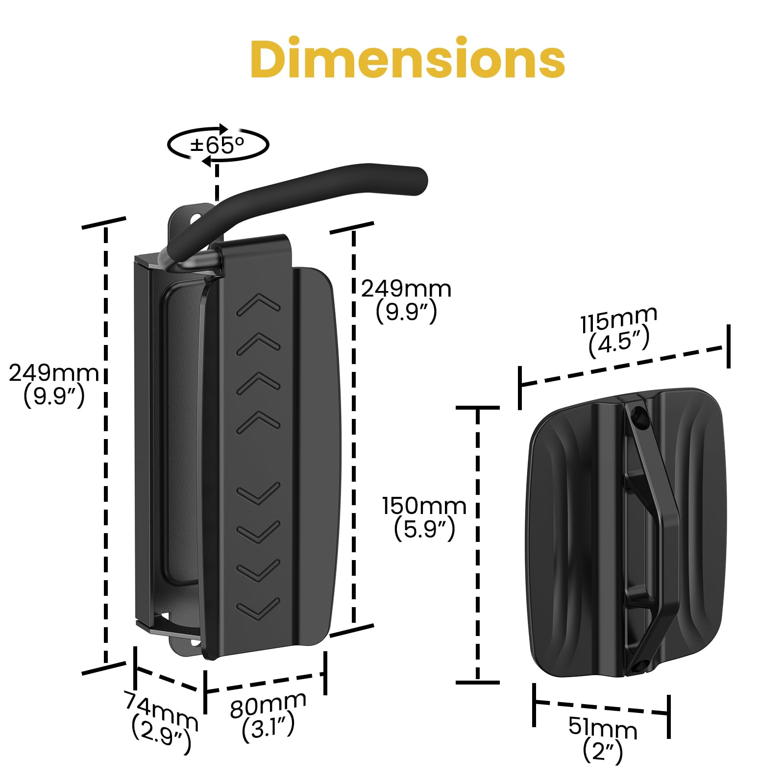 PUTORSEN Swivel Bike Wall Mount - Heavy Duty Vertical Bike Rack for Garage & Indoor Storage (Holds 77 lbs) | Space Saving Bike Hanger for Home, Apartment, Gym | Black Wall Mounted Bicycle Organizer for Easy Access & Secure Parking
