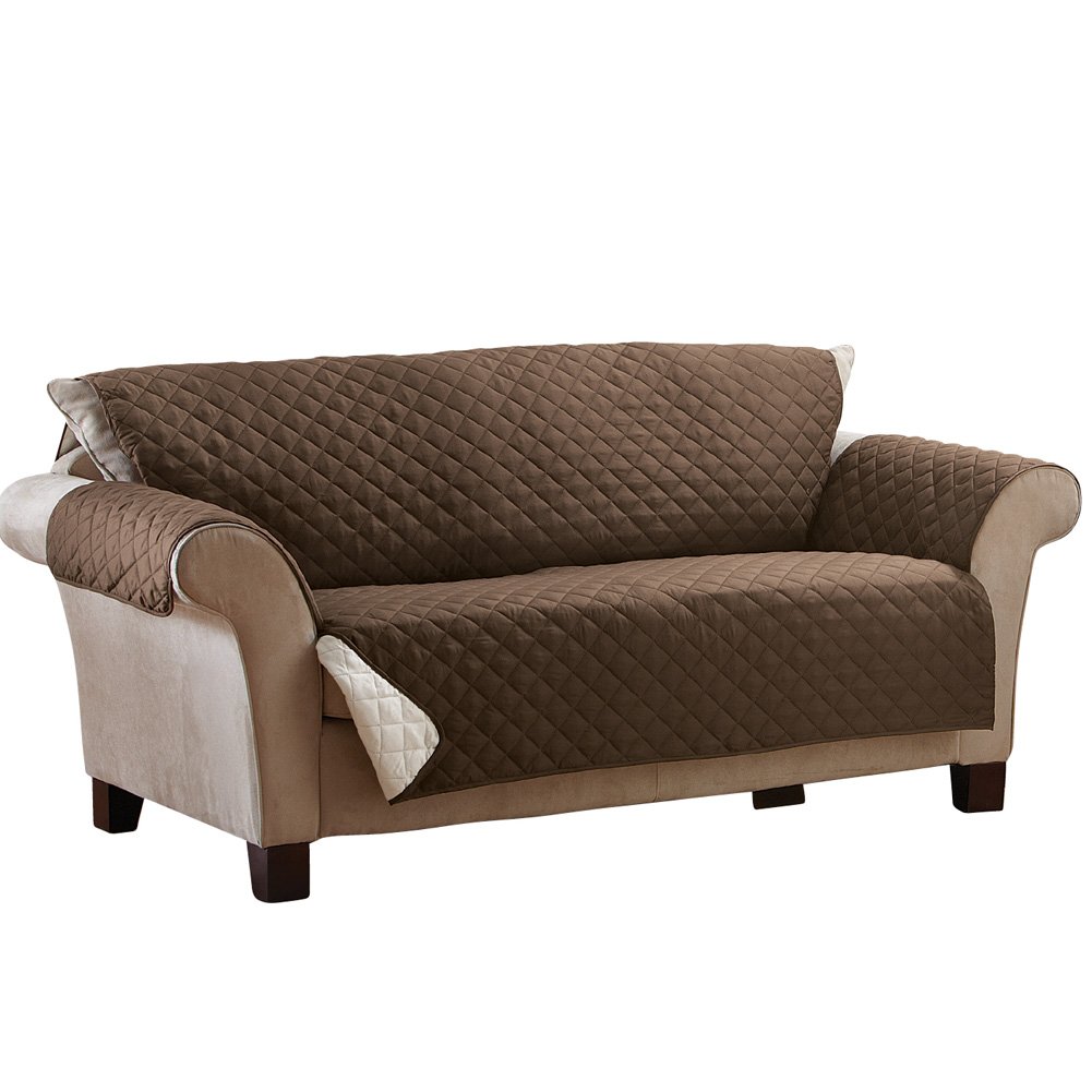 Reversible Quilted Sofa Cover Protector - Chocolate/Tan - Furniture Protector for Couches, Sectionals & Loveseats | Home Decor & Pet-Friendly Living Room Essentials