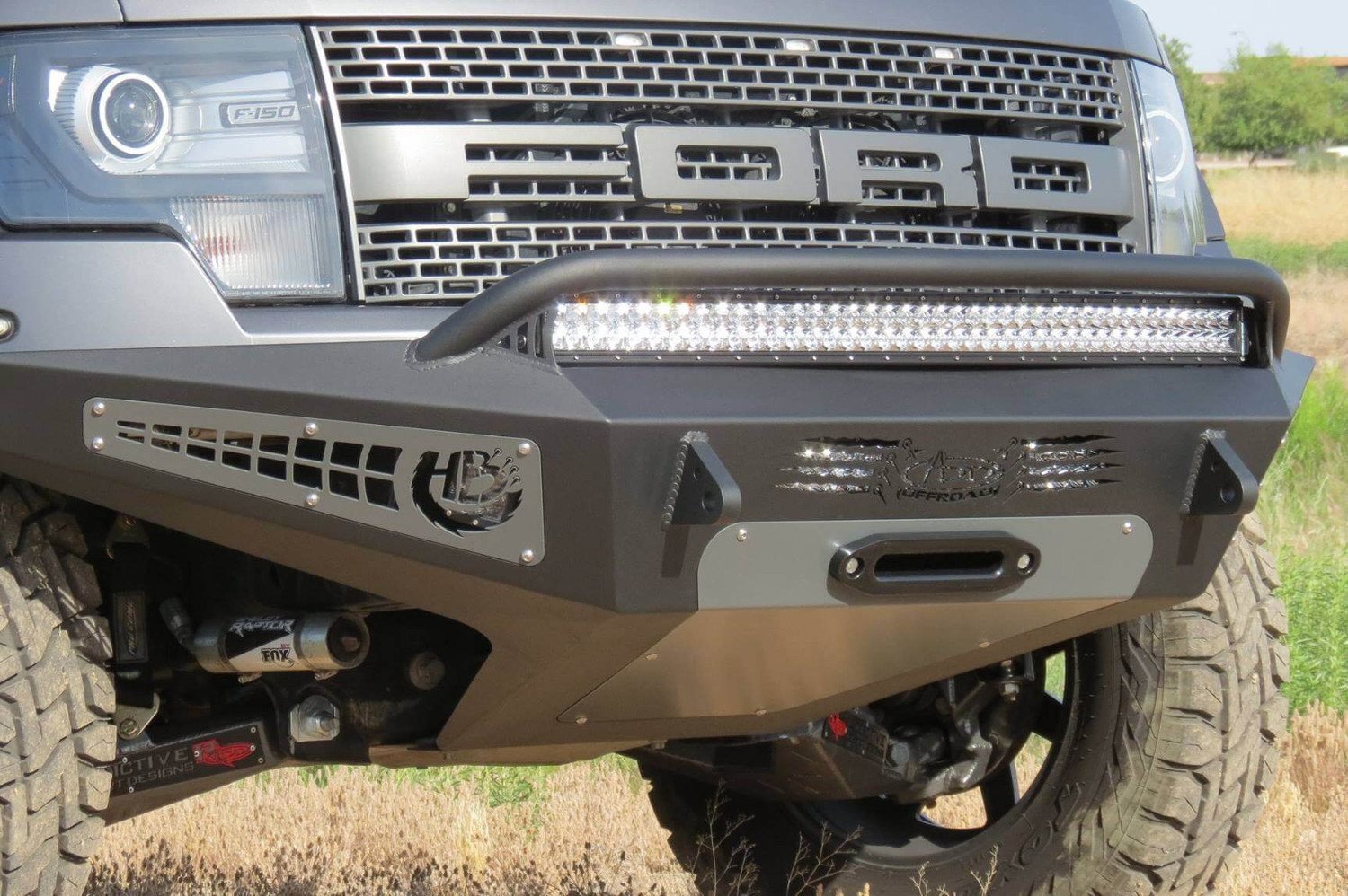 Ford F150 Raptor 2010-2014 Honeybadger Front Bumper with Winch Mount & LED Light Mounts | Heavy-Duty Off-Road Bumper for Adventure & Truck Protection
