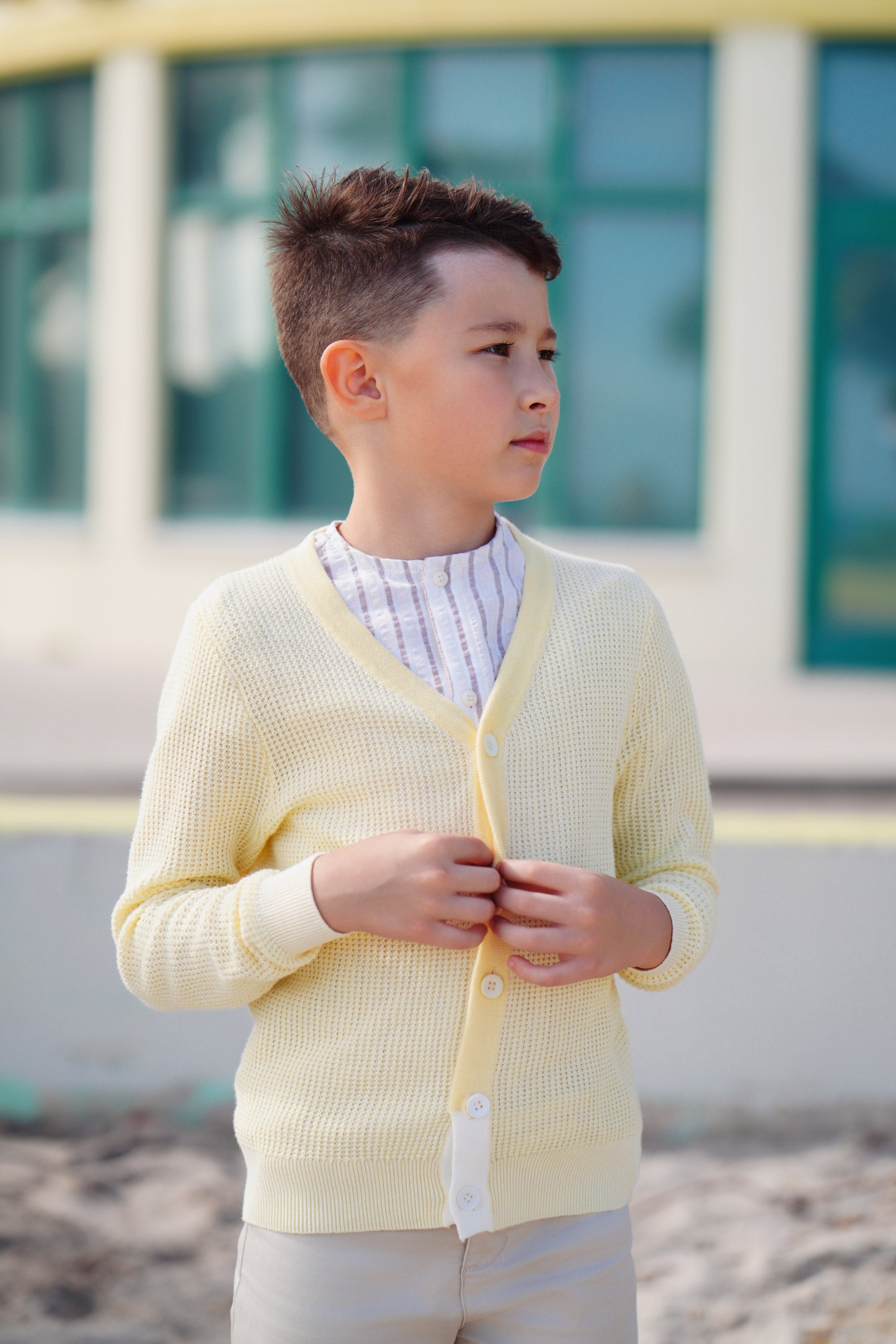 Motu Women's Pale Yellow Cardigan - Soft Knit Open Front Sweater for Casual Wear, Office & Fall Outfits